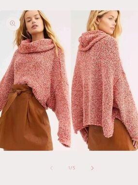 Free People BFF Cowl Neck Sweater Oversized XS Relaxed Cropped